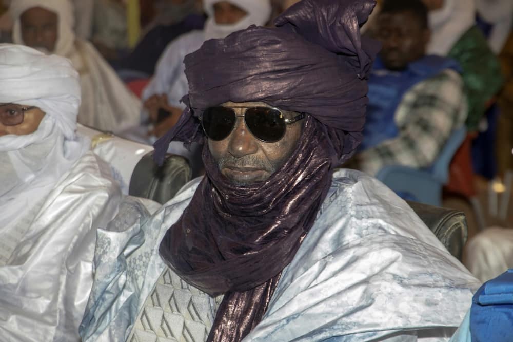 Mbarick Ag Akli, a Tuareg dignitary from Gao, attending talks among ex-rebels in Kidal in August
