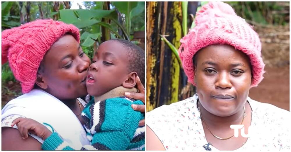 Grace Nyakio and her seven-year-old son, Mwangi during the interview in Kirinyaga.