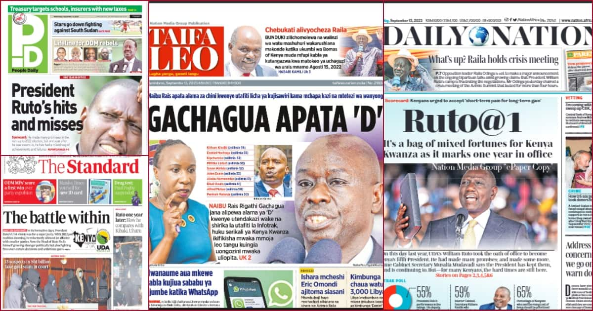 Kenyan Newspapers Review: Rigathi Gachagua Scores 'd' In Latest Survey 