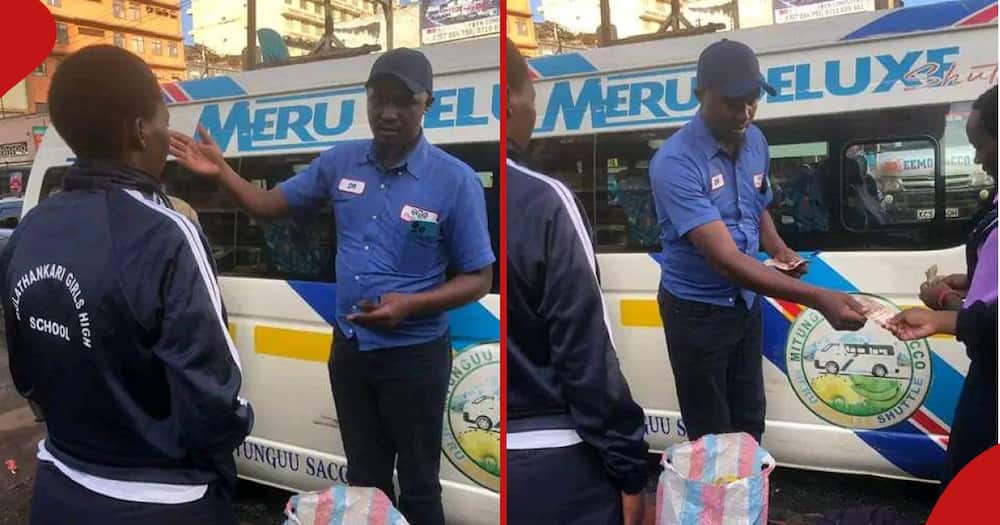 Meru Deluxe driver refunding students their fare.