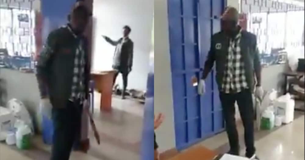 Angry man storms boss's office with machete, demands 5-months salary in viral video