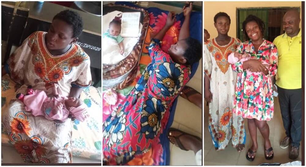 Photos of Precious who gave birth at the IDP camp in Omoku, Rivers state.