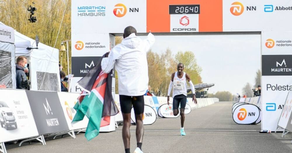 Eliud Kipchoge Ang'aa Kwenye Mbio za Marathon Asajili Ushindi Uholanzi