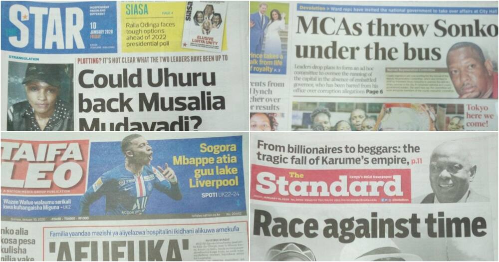 Kenyan newspaper review for Jan 10: Uhuru's blossoming ties with Mudavadi likely to change 2022 succession narrative