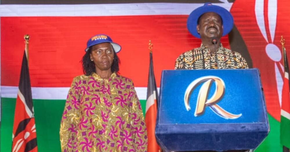 Martha Karua (l) and Raila Odinga.
