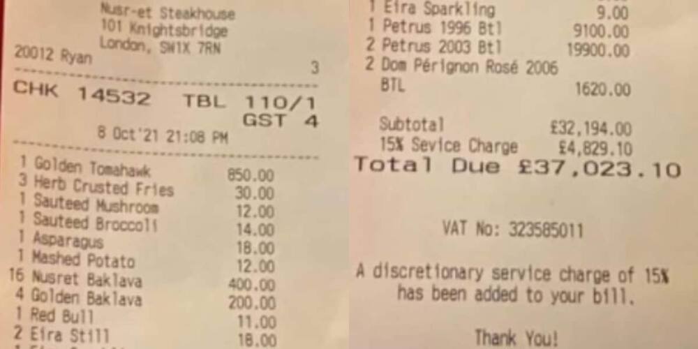 A table of four spent over N20m on food and drinks