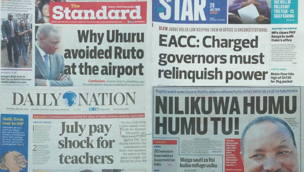 Magazeti ya Kenya Jumatatu Julai 29: Mbunge Kimani Wambugu afichua kuna njama ya kumng'atua Uhuru mamlakani