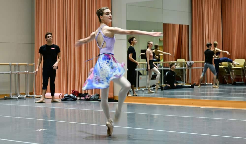 Joy Womack dances during rehearsal at the Segerstrom Center for the Arts in Costa Mesa, California