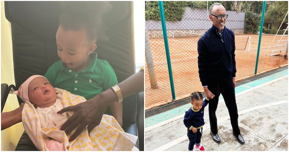 Paul Kagame and his grandchildren.