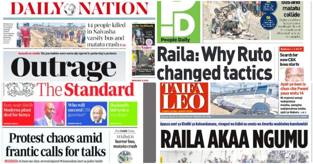 Kenyan newspapers for Friday, March 31.