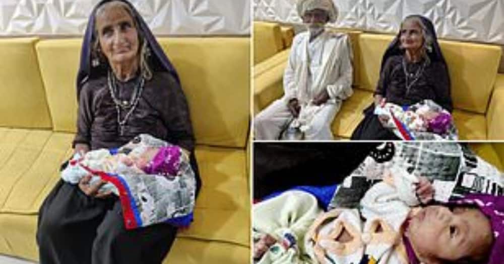 Collage of woman who gave birth at 70-year-old and her husband. Photo: Oyogist.Com.