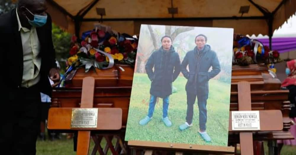 Caskets bearing the remains of the two Kianjokoma brothers. Photo: Amnesty Kenya.