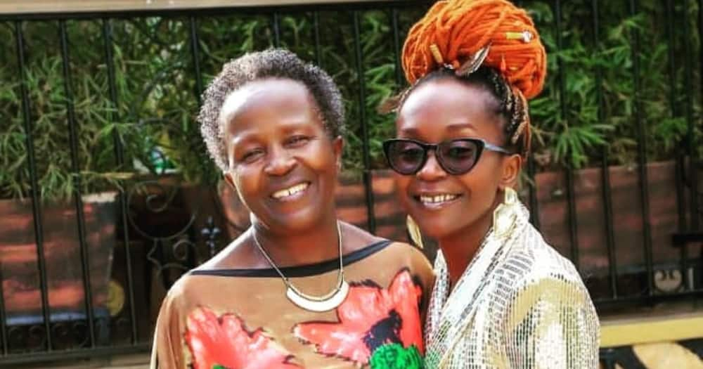 Celebrated Ugandan comedienne Anne Kansiime (R) together with her mother. Photo: Anne Kansiime.