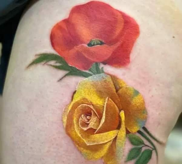 Beautiful flower tattoos for thighs