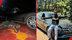 Mulamwah Hilariously 'Sleeps' Beside His Newly Acquired Mercedes Benz: "First Day"