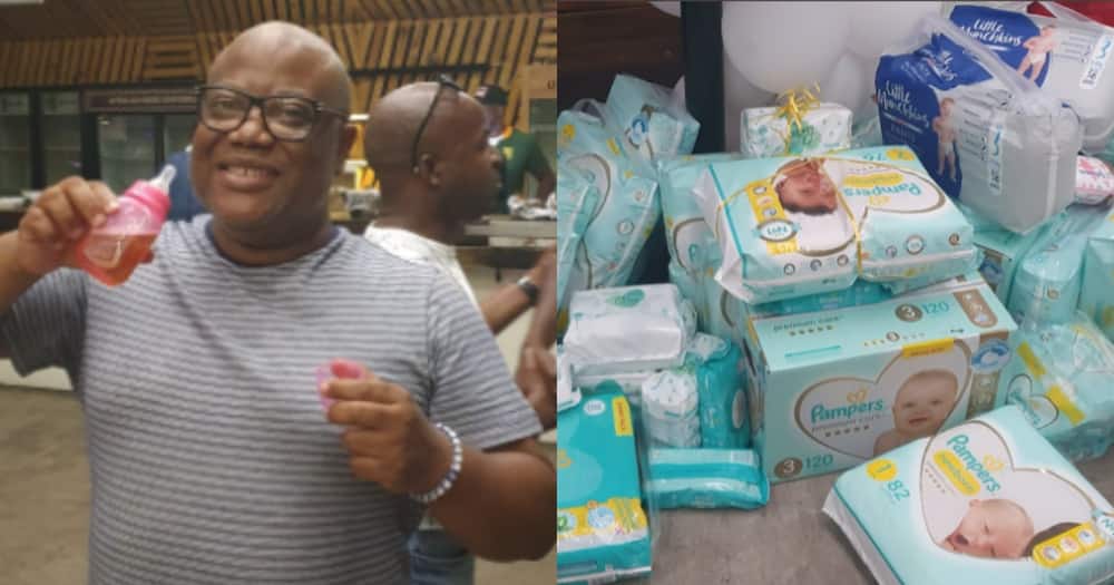 Kind Men Buy Father to Be Diapers, Wipes in fun baby shower
