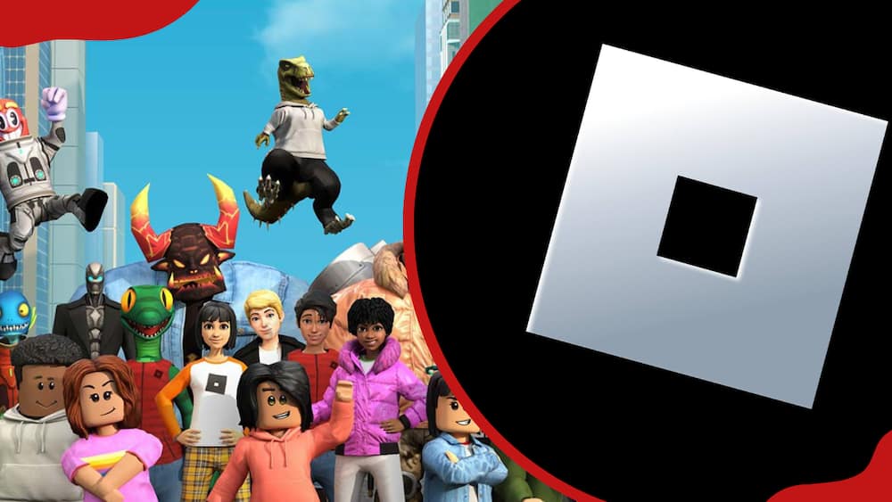 A collage of the Roblox gaming characters and the Roblox logo