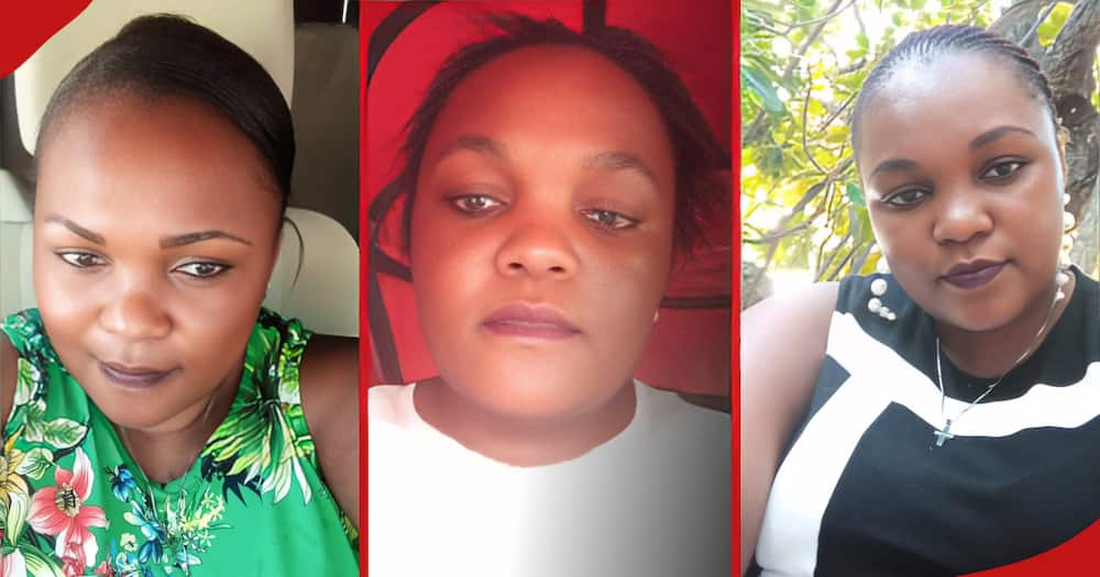 Selfies of Malindi-based woman Norah Bujere who sought help after encountering challenges.
