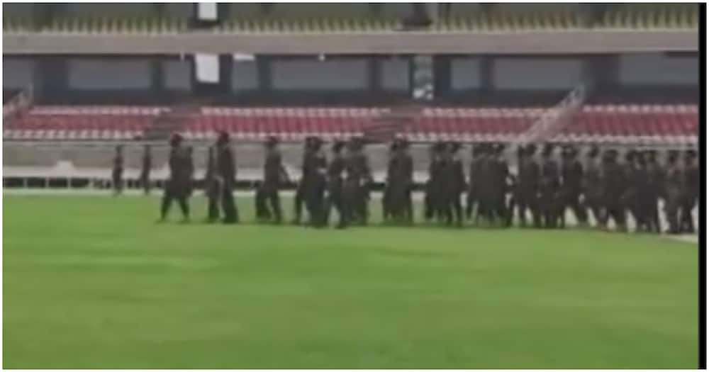 KDF soldiers rehearsing at Kasarani. Photo: Dennis Kipkorir.