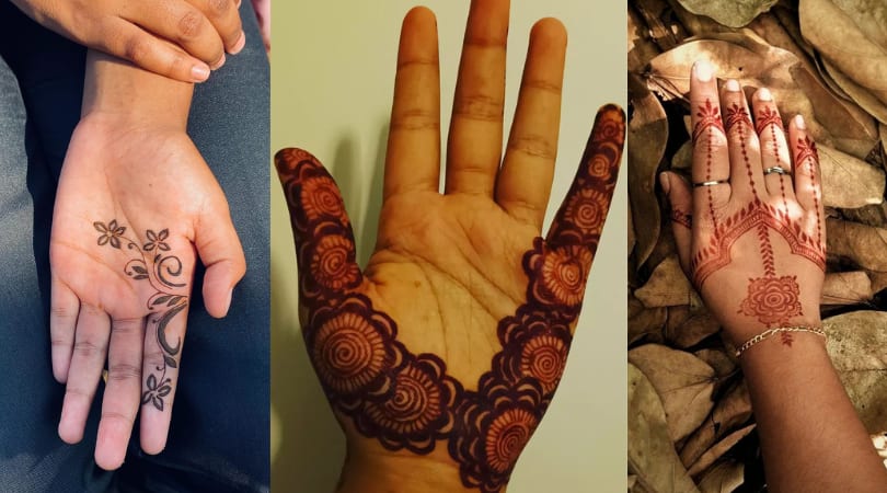 henna flower hand