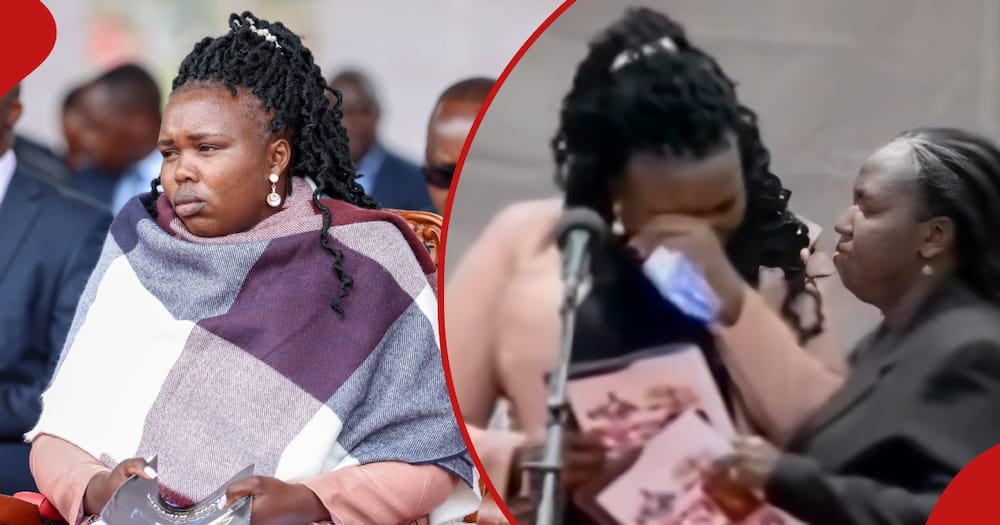 Kelvin Kiptum's wife, Asaneth Rotich, overpowered by emotions.