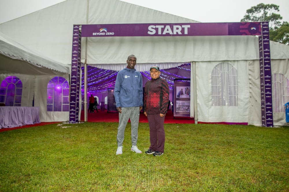 First Lady Margaret Kenyatta trains alongside Eliud Kipchoge ahead of Beyond Zero Half Marathon