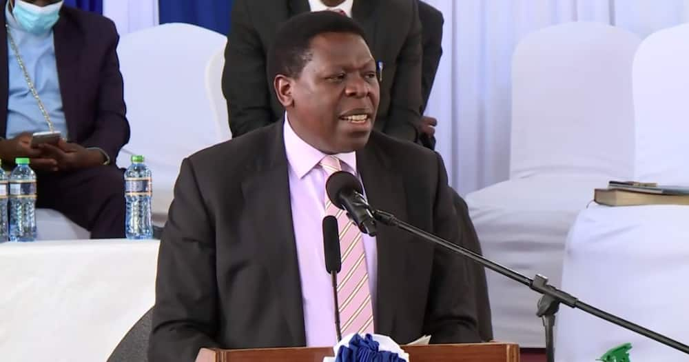 Eugene Wamalwa reads Uhuru's speech at Hannah Mudavadi's requiem service attended by Ruto