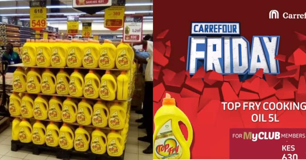 Customers were seen scrambling for the Top Fry cooking oil inside a Carrefour outlet.