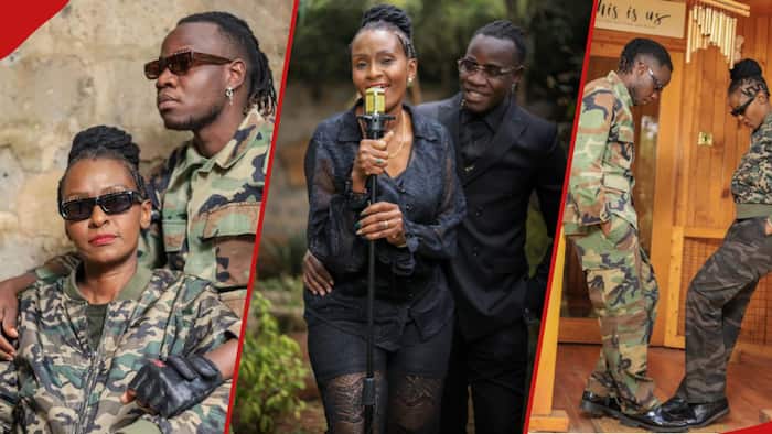 Guardian Angel, Wife Esther Musila Rock Matching Military Camouflage in Lovely Photo: "True Soldiers"
