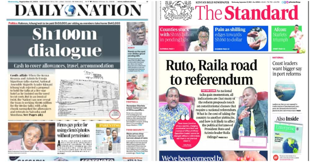 Magazeti ya Kenya: Serikali Kutumia KSh 106m Kwenye Mazungumzo ya Amani Kati ya Ruto-Raila