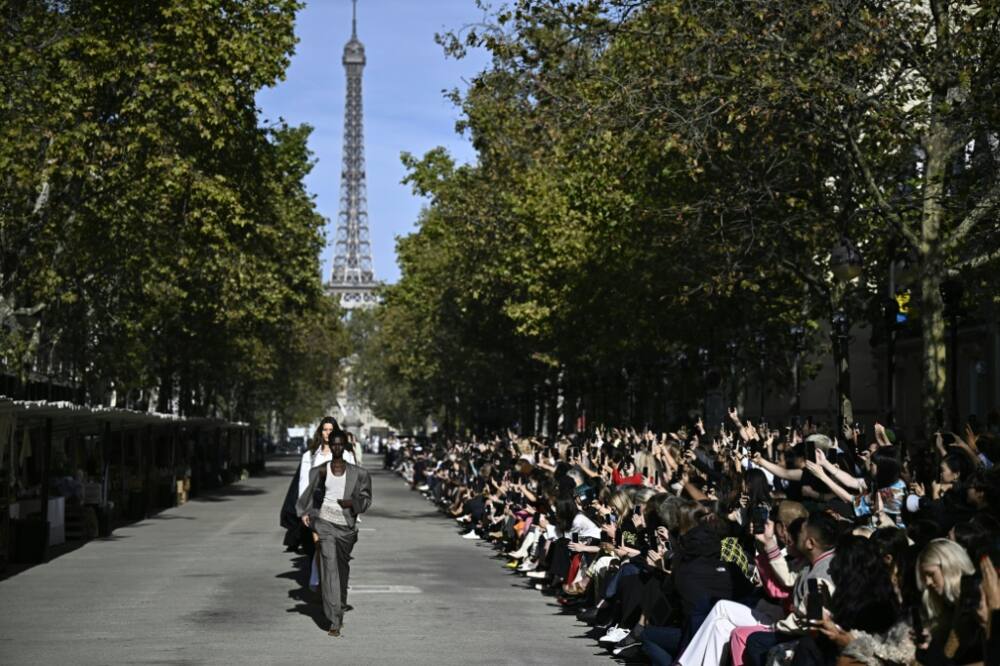 Stella McCartney's Paris fashion show took place among market stalls showcasing green innovations