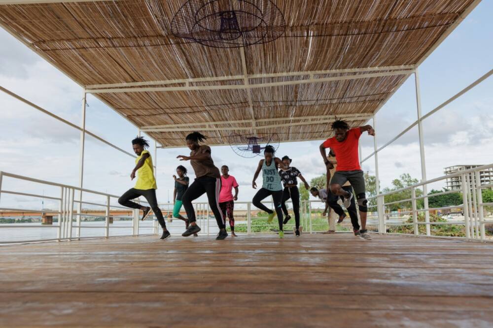 Rehearsal: Dancers from the Don Sen Folo Lab. The performers say dancing on moving water can be quite a challenge