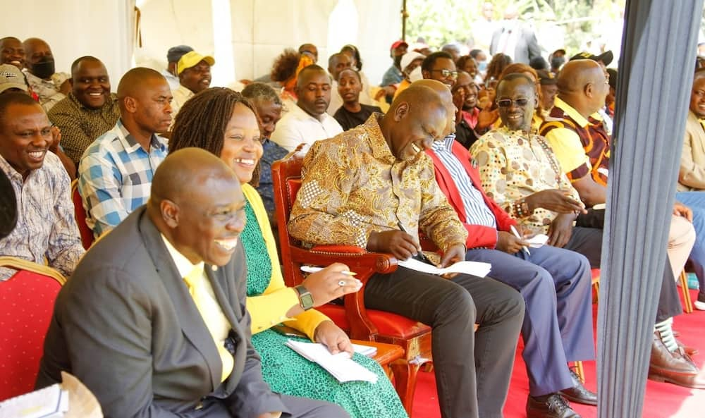 Deputy President William Ruto (writing) in Nyeri county. Photo: William Ruto.