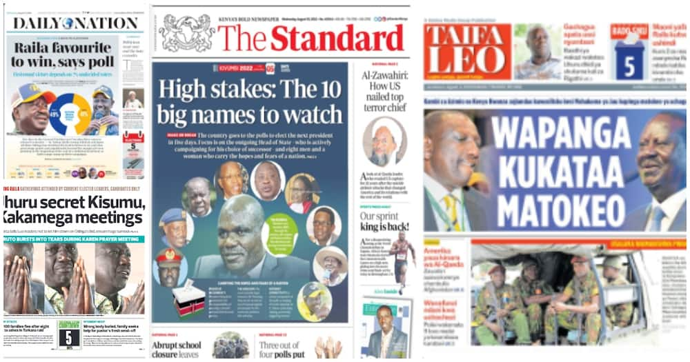 Magazetini Agosti 3: William Ruto na Raila Odinga Wapanga Kupinga Matokeo ya Urais.