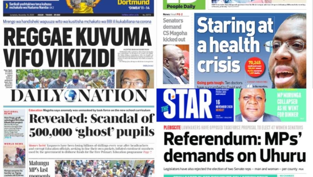 Kenyan newspapers review for November 16: William Ruto locked out of Jubilee Asili offices, owner says "orders from above"