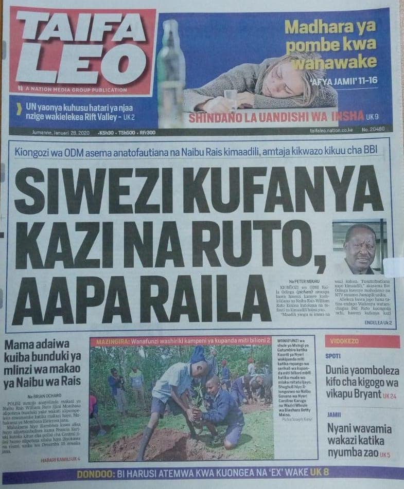 Magazeti ya Jumanne, Januari 28