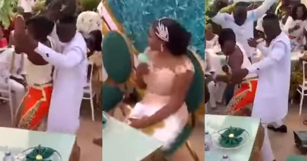 Groom grinds alleged ex-lover at his wedding reception.