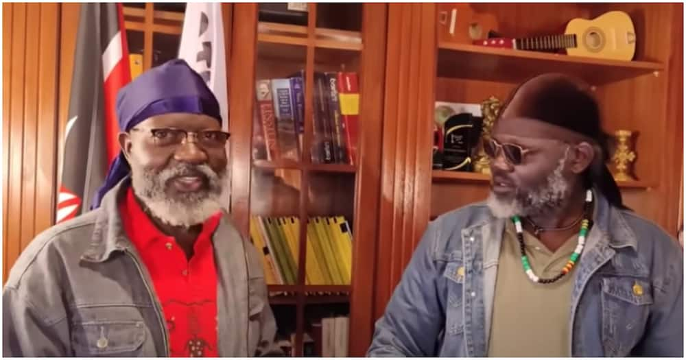 George Wajackoyah conversing with his lookalike Gordon Owino