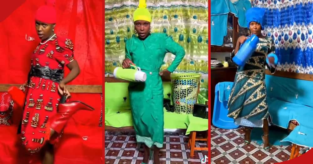Jacky Vike matched her outfits with the house decor while imitating international Kenyan influencer Elsa Majimbo.