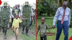 Little Boy Seen Walking Barefoot Alongside William Ruto Visits State House, Hangs out with President