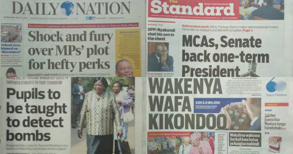 Magazeti ya Kenya Jumatano, Julai 10: ODM kumuadhibu Gavana Sospeter Ojaamong kwa kumpigia debe Ruto