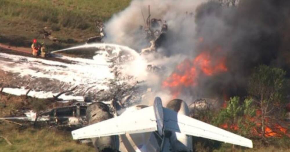 The plane crashed in Texas. Photo: EYE Witnesses News.