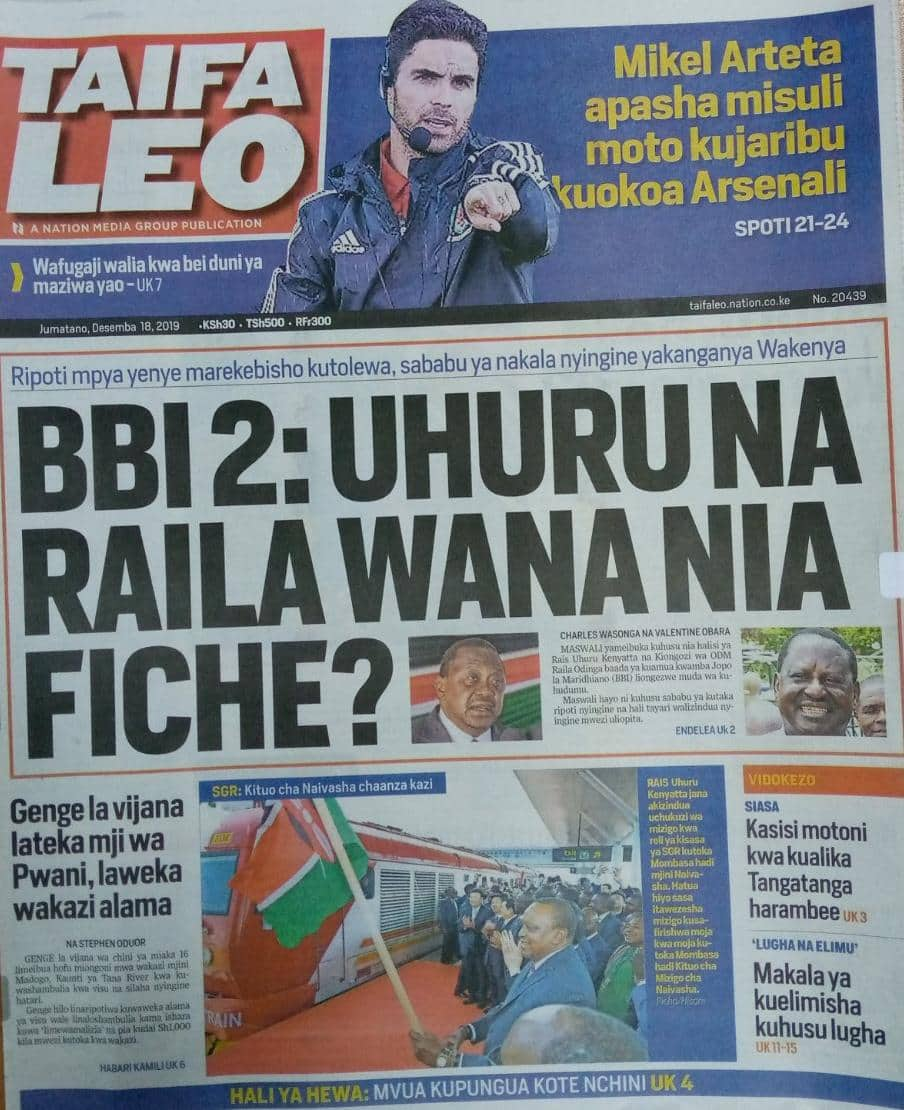 Magazeti ya Kenya Jumatano, Desemba 18