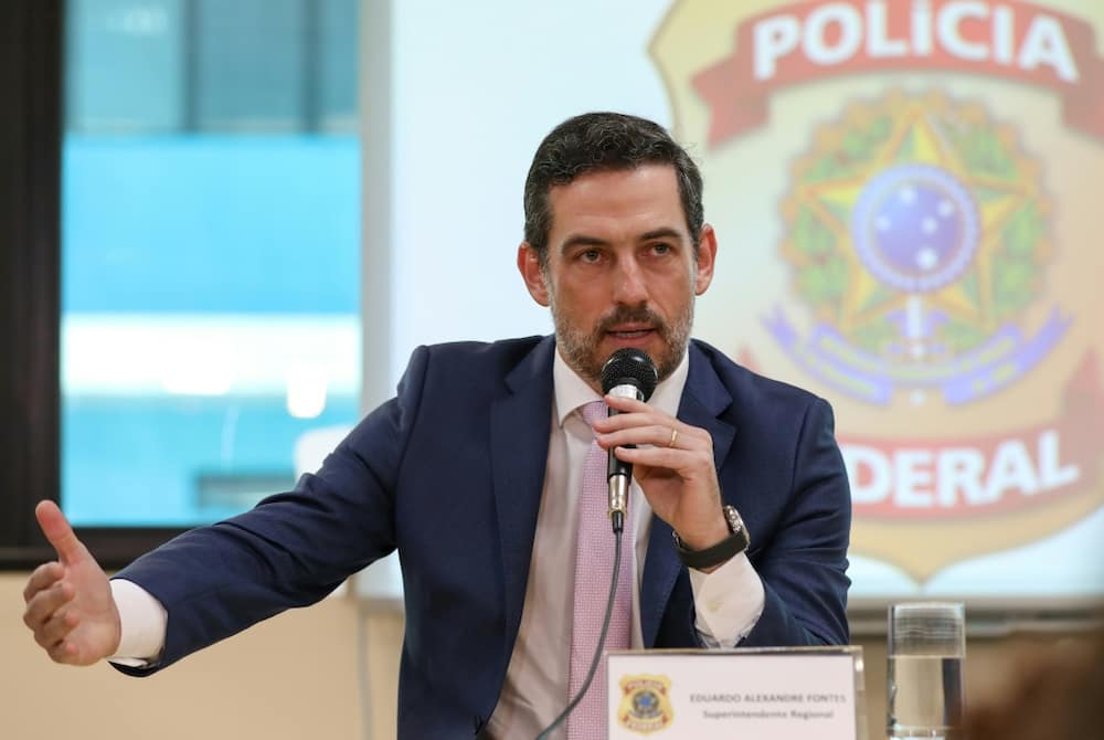 Eduardo Alexandre Fontes, chief of Brazil's Federal Police in Amazonas state, speaks during a news conference on July 8, 2022