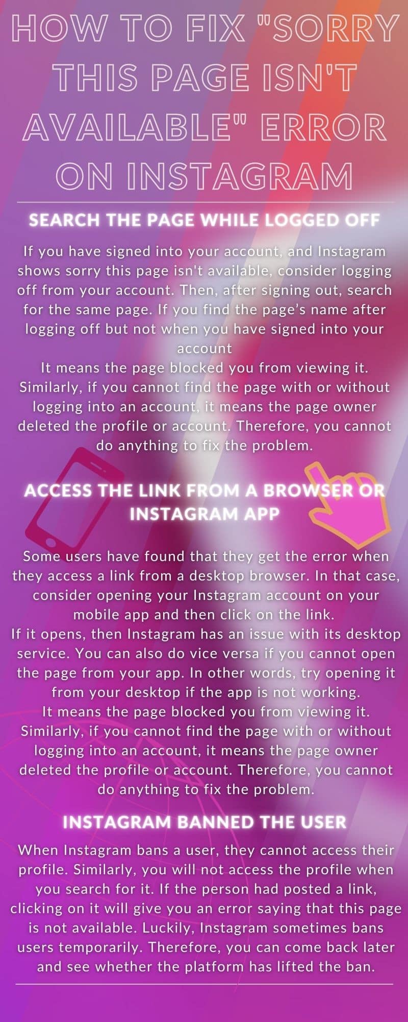 How to fix "sorry this page isn't available" error on Instagram