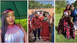 Serah Teshna Glows in Lovely Red and White Kitenge Dress for Big Sister's Traditional Wedding