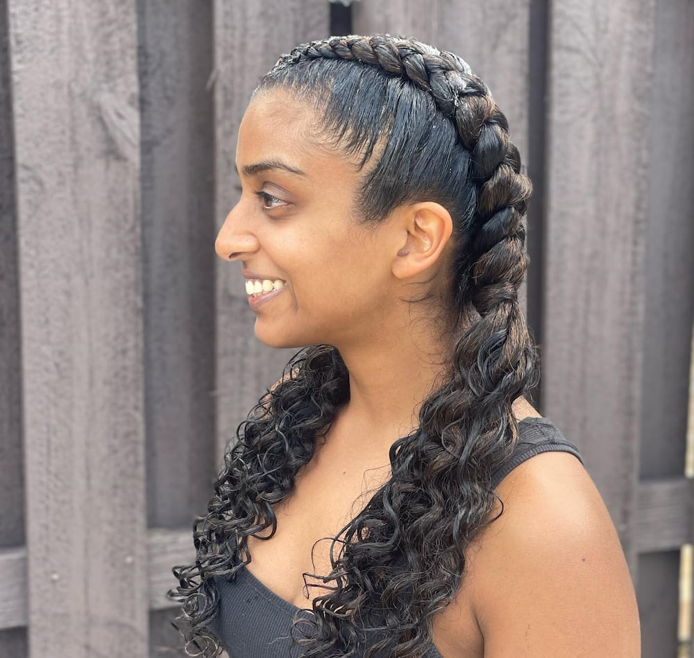 2 feed-in braids with designs