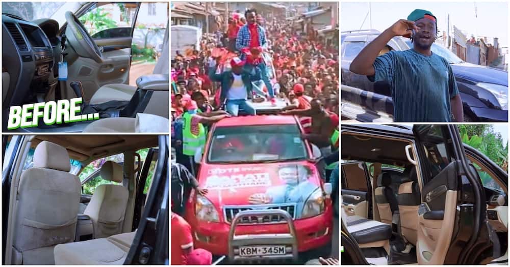 He used his Prado to campaign then gave it a facelift. Photo: Diana Bahati/YouTube.