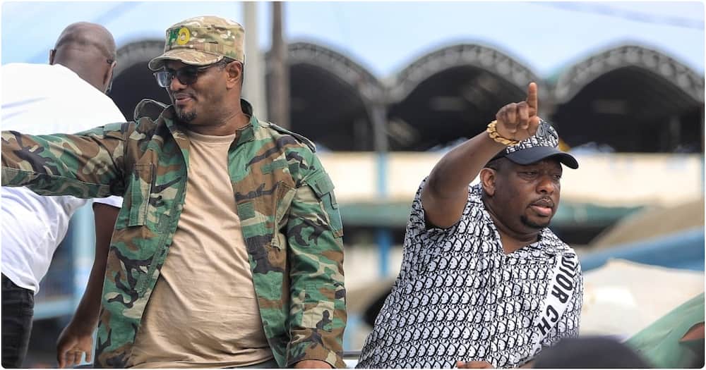 Hassan Omar with Mike Sonko on the campaign trail.
