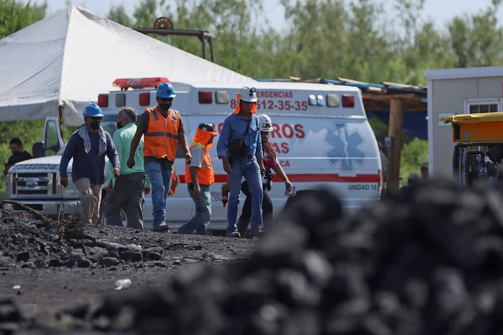 Rescuers work at a coal mine in Sabinas in the Mexican state of Coahuila after a cave-in